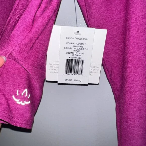 NWT Beyond Yoga Featherweight Sunrise Cropped Pullover Magenta Heather Size XL - Picture 4 of 8